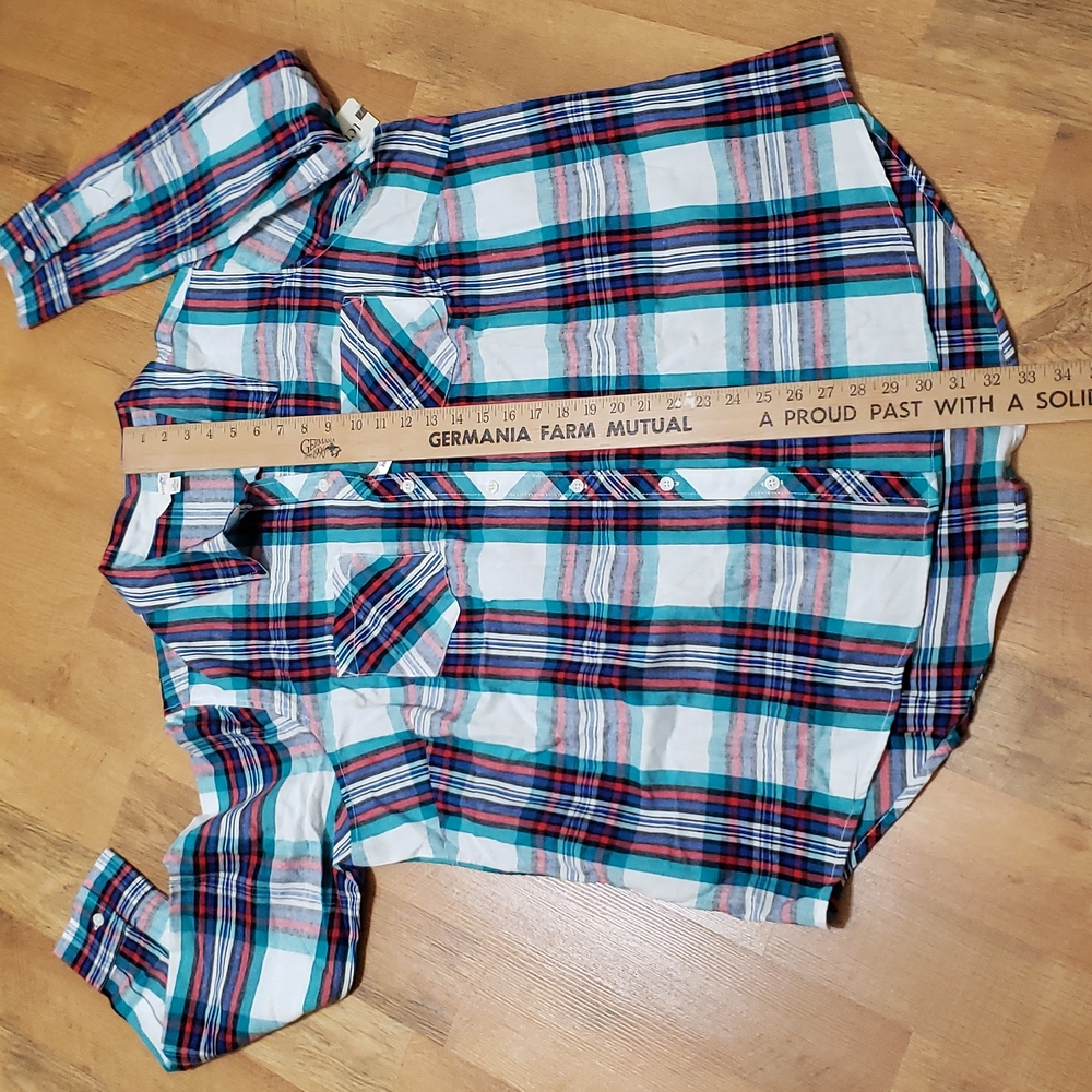 Terra & Sky - Winter White Plaid Flannel Shirt (Womens Plus 16W-18W) - Picture 10 of 12